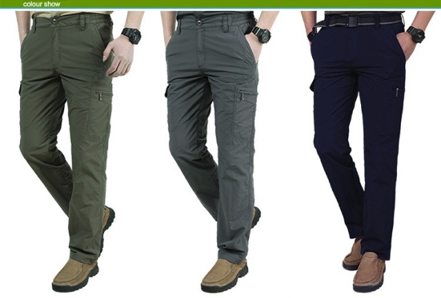 Lightweight Breathable Men's Summer Storm Pants Quick-Drying Waterproof Multi-Pocket Overalls Large Size L Knitted