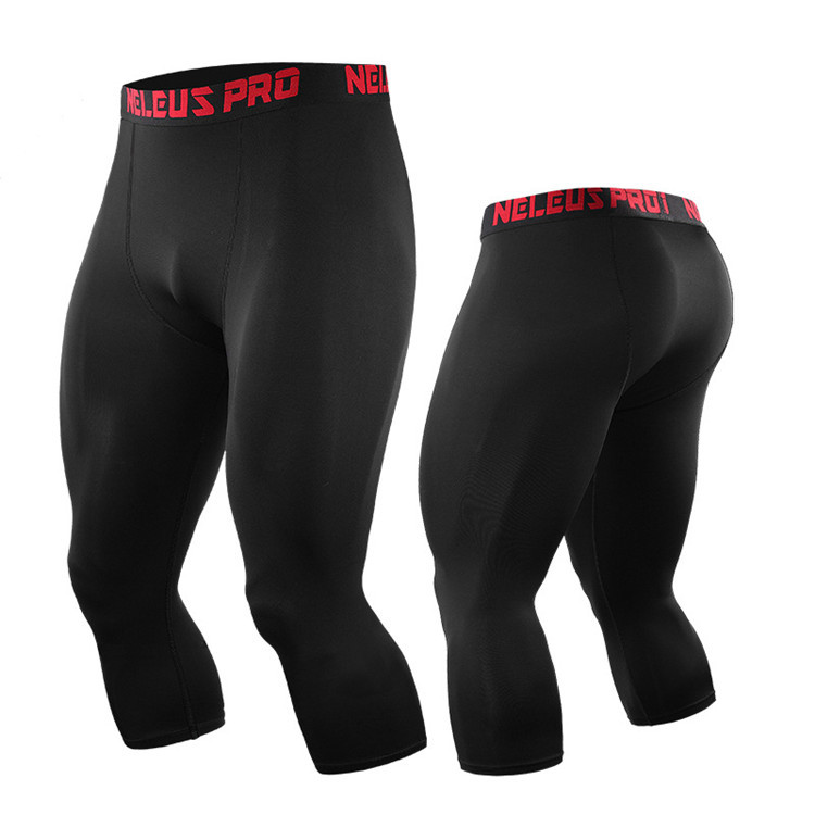 Men Compression Leggings Men Custom Logo Workout Sport Tights Base Layer 3/4 Length Gym Fitness Pants Legging