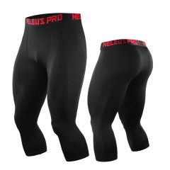 Men Compression Leggings Men Custom Logo Workout Sport Tights Base Layer 3/4 Length Gym Fitness Pants Legging