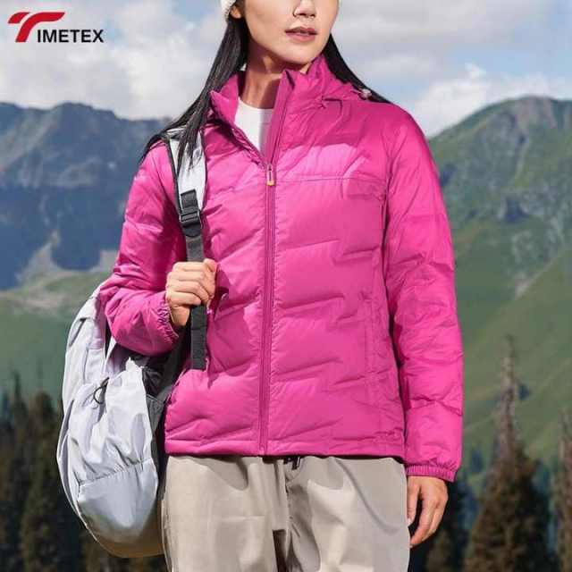 TIMETEX Elegant Women's Ultra-Lightweight Outdoor Jacket 90% White Duck Down Heat-Resistant and Windproof Non-Rubbing