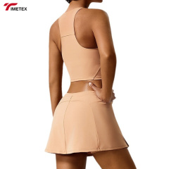 Women's Tight Sports Skirt with Chest Pad Outdoor Golf Fitness & Tennis Wear Set