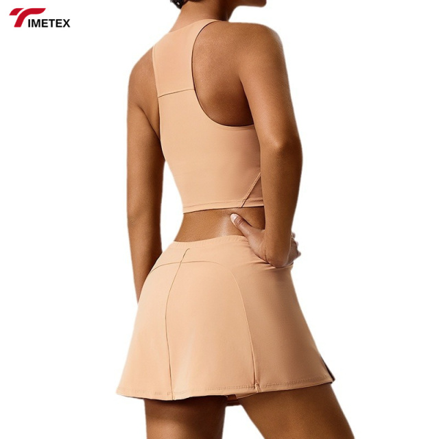 Women's Tight Sports Skirt with Chest Pad Outdoor Golf Fitness & Tennis Wear Set