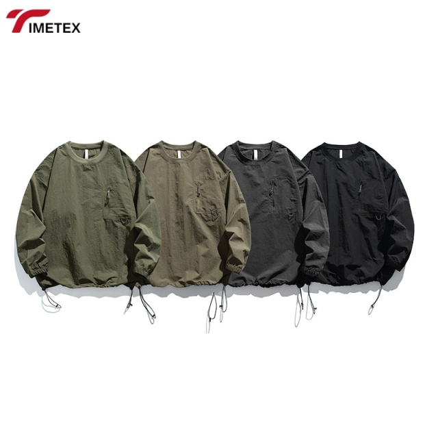 Unisex Hiking Climbing Outdoor Sports Wearing Full Sleeve O-neck T Shirts with Chest Pocket Long Sleeve Nylon T-shirts
