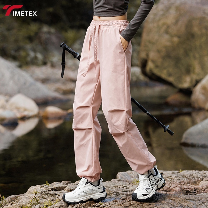 Women's High Waist Parachute Drawstring Elastic Palazzo Trousers Casual Anti-Wrinkle and Anti-Static Cargo for Autumn Season