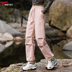 Women's High Waist Parachute Drawstring Elastic Palazzo Trousers Casual Anti-Wrinkle and Anti-Static Cargo for Autumn Season