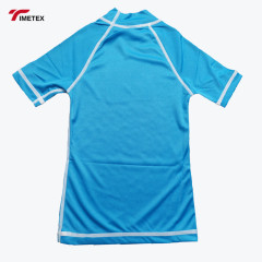Wholesale Custom Logo Small Order Children Boy's Quick-dry Blue Sportswear Surf Swim Shirts UPF 50 Rash Guards for Kids