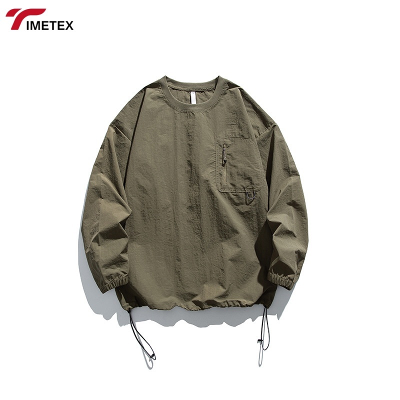Unisex Hiking Climbing Outdoor Sports Wearing Full Sleeve O-neck T Shirts with Chest Pocket Long Sleeve Nylon T-shirts