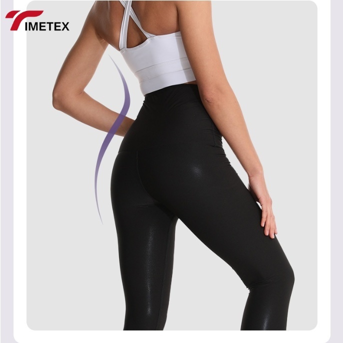 TIMETEX Women's High Waist Tummy Control Sweat Body Yoga Pants Leggings Custom Logo Fitness Exercise Shapewear Black  Waist