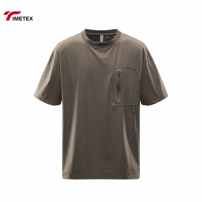 Summer Custom Breathable Quick-drying Fitness T-shirt Crewneck Sportswear Men's 100% Polyester Blank T-shirt with Pockets