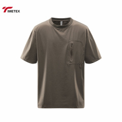Summer Custom Breathable Quick-drying Fitness T-shirt Crewneck Sportswear Men's 100% Polyester Blank T-shirt with Pockets