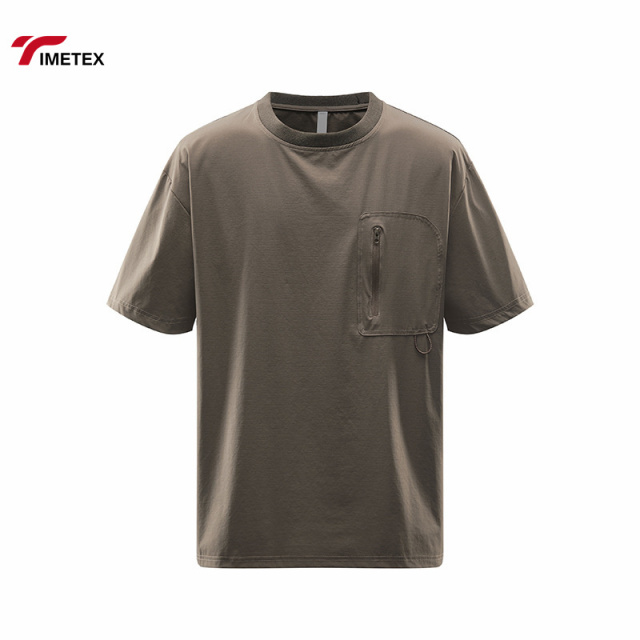 Summer Custom Breathable Quick-drying Fitness T-shirt Crewneck Sportswear Men's 100% Polyester Blank T-shirt with Pockets