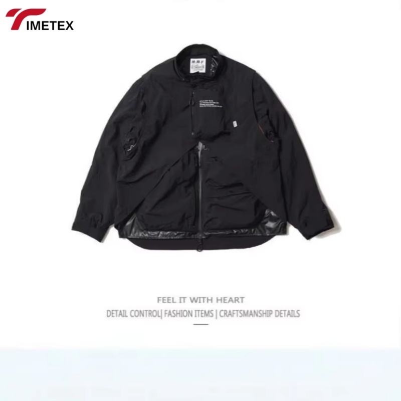 TIMETEX Removable Sleeve Bomber Jacket 100% Cotton Casual Outdoor Wear Stylish Versatile Japanese Style Functional Pockets