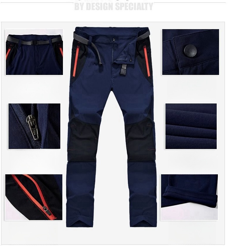 Men's Summer Outdoor Quick Dry Pants Stretch Breathable Mountain Climbing Casual Sports Hiking Fast Fishing Mid Waist Flat Front