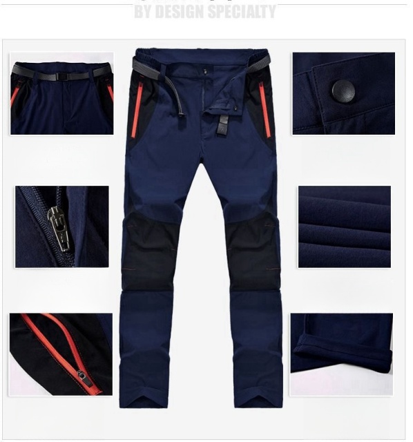 Men's Summer Outdoor Quick Dry Pants Stretch Breathable Mountain Climbing Casual Sports Hiking Fast Fishing Mid Waist Flat Front