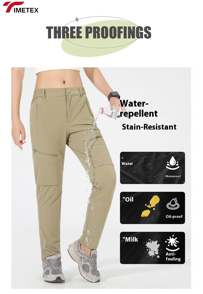 TIMETEX Waterproof Breathable Elastic Quick Dry Pants for Autumn Hiking Camping Climbing  Bicycling Convenient Elastic Waist