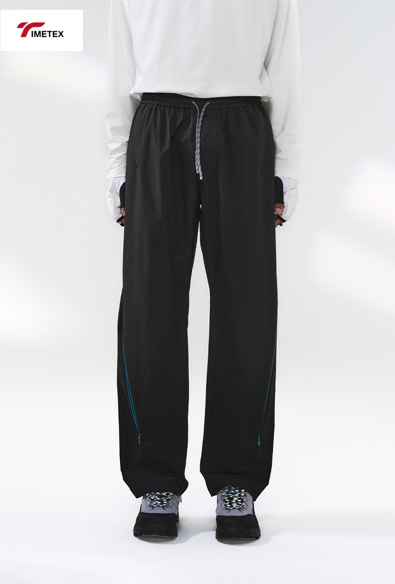 TIMETEX New American Retro Wide-Leg Sweatpants Lightweight Plain Dyed Flat Front Casual Quickdry Windbreaker Long Pants