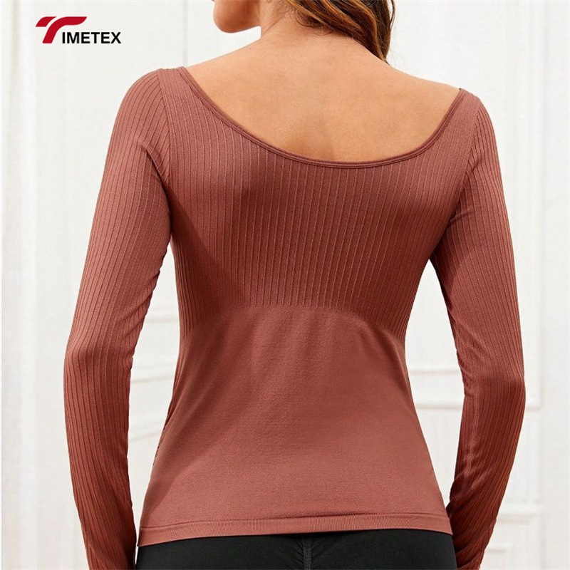 New Solid Color High Stretch Pregnant Women Yoga Shirt Seamless Long Sleeve Shirt