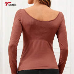 New Solid Color High Stretch Pregnant Women Yoga Shirt Seamless Long Sleeve Shirt