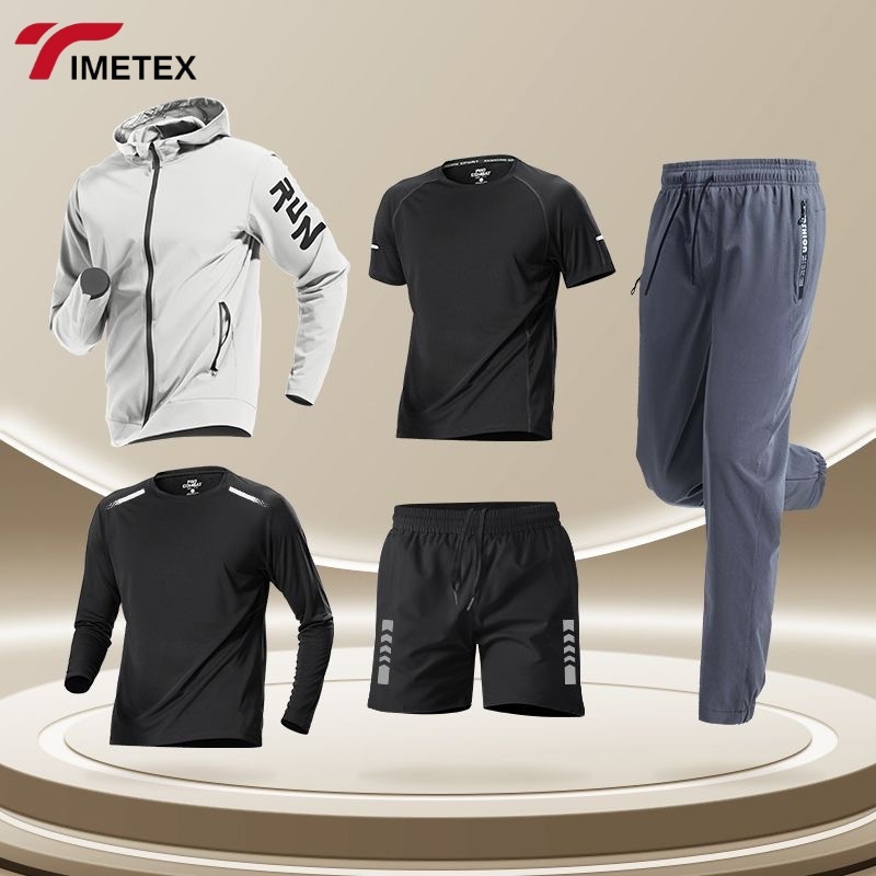 TIMETEX Men's Sports Set Breathable Lightweight Full-Length One-Piece Hooded Jogging Pants Elastic Waistband Highly Outerwear