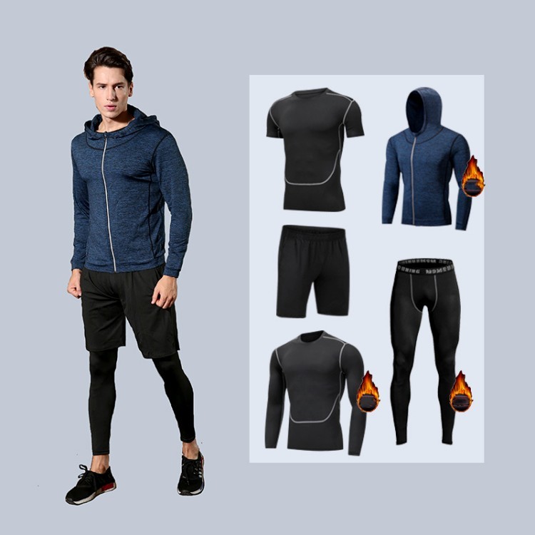 High Quality Men Quick Dry Tracksuit for Men Polyester Sportswear Track Suit Fitness Training Running 5 Piece Workout Set