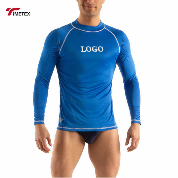 TIMETEX Oem Custom Logo 100% Polyester Quick Dry Fabric UPF 50 Solid Color Long Sleeve Men Rash Guard