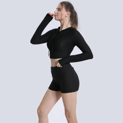 TIMETEX Women Sportswear 2 Piece Set Women Gym Fitness Sets Women Leggings Anti Cellulite Long Sleeve Crop Tops