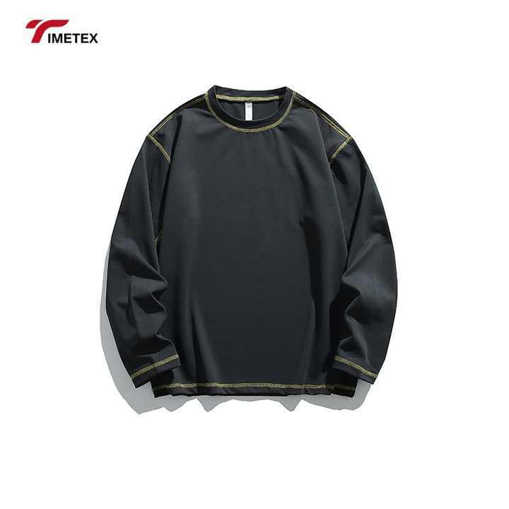 TIMETEX Customizable OEM Men's Lightweight Crewneck Sweatshirt Drop Shoulder Hoodie Embroidered Design Solid Pattern 2XL Cycling