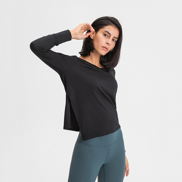 TIMETEX Top Selling Women Long Sleeve Breathable  Side Slit Casual Tops Gym Workout Running Yoga Clothes Fitness Sports T-shirts