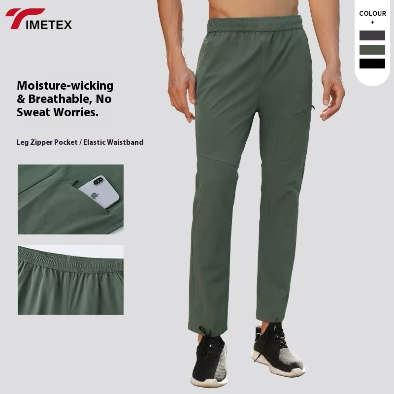 TIMETEX Custom High Waist Outdoor Pants Moisture Wicking Breathable Elastic Quick Dry Zipper Pocket for Running Mountaineering