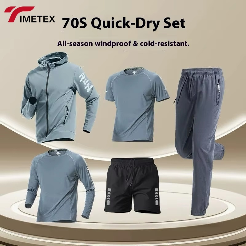 TIMETEX Men's Outdoor Sports Tracksuit for Fall Quick-Drying Sun Protection Ice Silk Clothing Hooded for Running Mountaineering