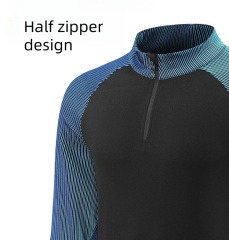 Men's Long-Sleeved Half Zip Fitness Cycling Suit Eco-Friendly Leisure Running Sportswear Plus Size Football Suit for Physical