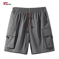 Summer Casual Five Quarter Sports Shorts Eco-Friendly Woven Mid Waist Loose Breathable Drawstring Closure Solid Cargo Shorts