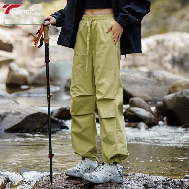 Women's High Waist Parachute Drawstring Elastic Palazzo Trousers Casual Anti-Wrinkle and Anti-Static Cargo for Autumn Season