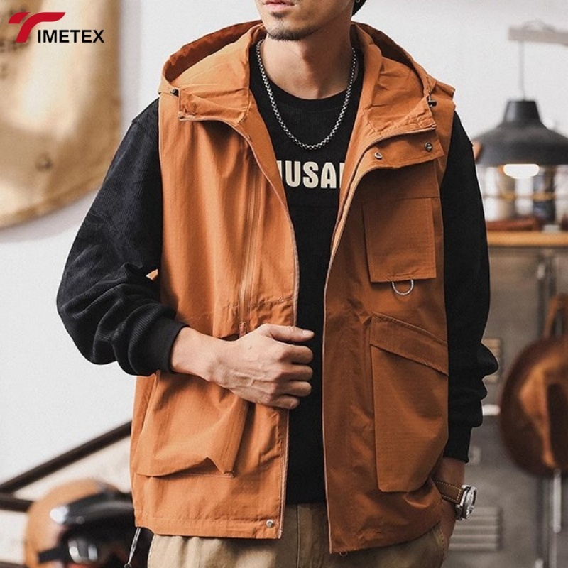 Wholesale Customization Logo Front Unisex Waterproof Casual Winter Waistcoat Multi-Pocket Thickened Warm Hooded Men's Vests