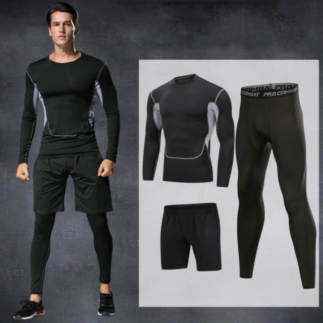 Fashion 3 Piece Latest Design Men Suit Casual Long Sleeve Running Training 3 Piece Activewear Set
