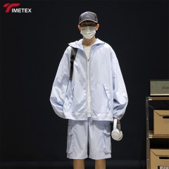 TIMETEX Customized Logo Solid Color Hoodie Sweatpants Suit Breathable Knitted Waterproof Windbreaker Jacket Hot Waterproof UPF50