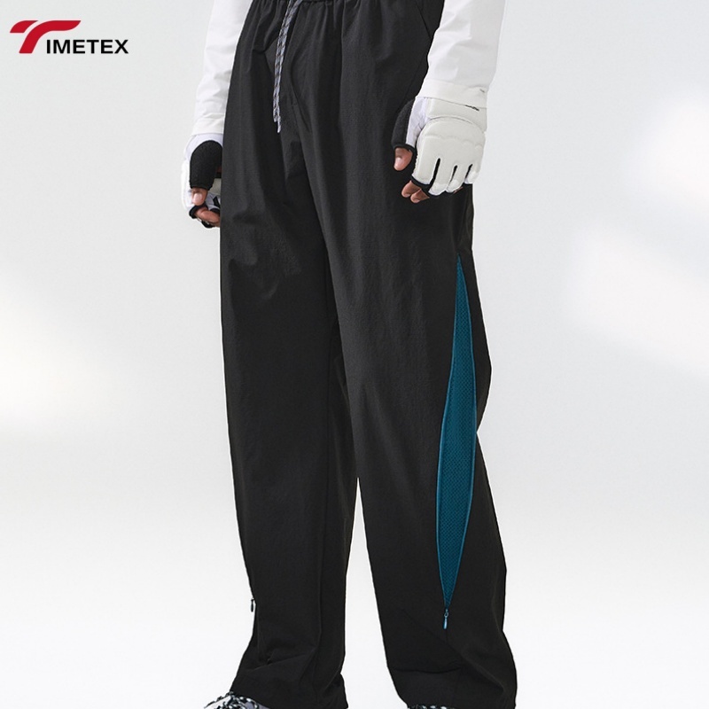 TIMETEX Men's Casual Sports Pants Lightweight  Pants Windbreak Trousers Elastic Mid Waist Straight Wide Leg Patchwork Pants
