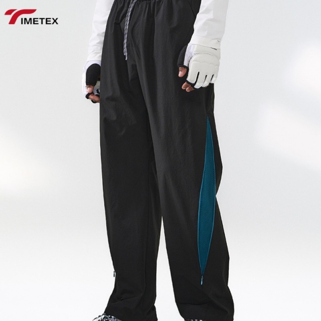 TIMETEX Men's Casual Sports Pants Lightweight  Pants Windbreak Trousers Elastic Mid Waist Straight Wide Leg Patchwork Pants