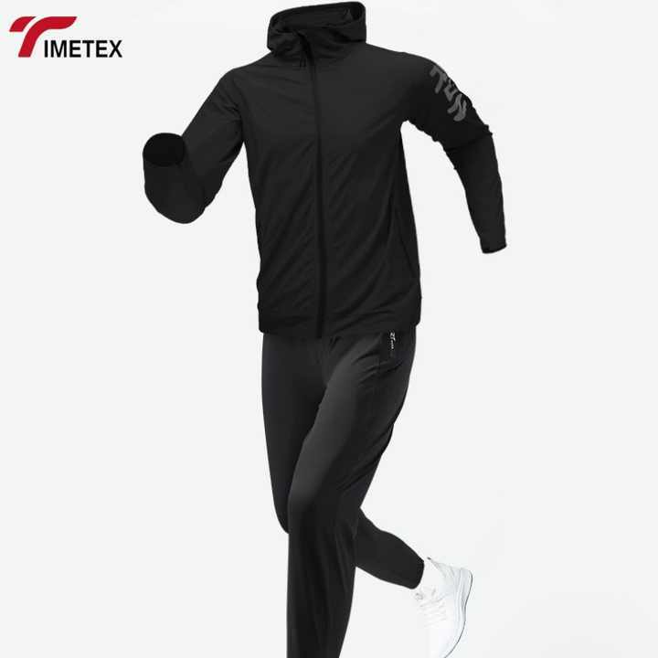 TIMETEX Men's Sports Suit Quick-Drying Fitness Clothing for Spring Autumn Morning Running Cycling Windproof Zipper Jackets Set