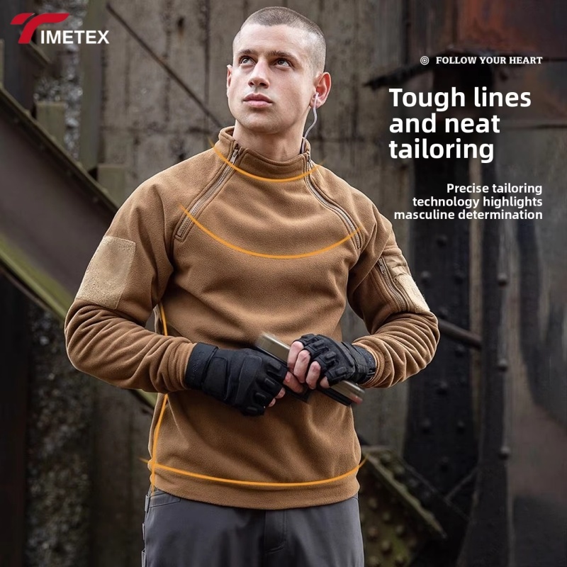 TIMETEX Men's Autumn Eco-Friendly Spandex/Polyester Zipper-Up Stand  Outdoor Sportswear Coat
