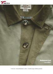 TIMETEX Custom Balmacaan Trench Coat Long Winter Outwear Waterproof Cotton Jacket with Contrast Collar and Woven Style