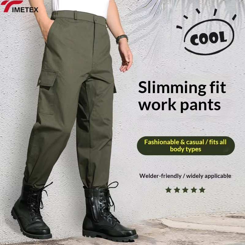 Waterproof Plus Size Work Pants Thick Crotch Wear-Resistant Cotton Loose Fit Breathable for Electric Welding Site Men's