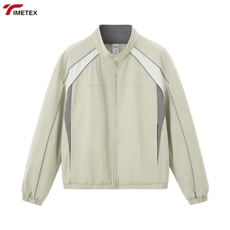 TIMETEX Vintage Sporty Reflective Piping Zip Boxy Jackets Unisex Jogging Nylon Tracksuit Set with Woven Weaving Method