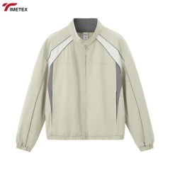 TIMETEX Vintage Sporty Reflective Piping Zip Boxy Jackets Unisex Jogging Nylon Tracksuit Set with Woven Weaving Method