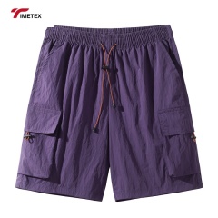 Summer Casual Five Quarter Sports Shorts Eco-Friendly Woven Mid Waist Loose Breathable Drawstring Closure Solid Cargo Shorts