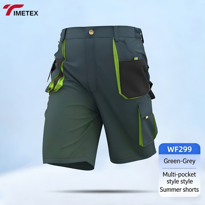Unisex Summer Short Work Pants Pockets Breathable Nontoxic Anti-Static Industrial Work Uniform for Spring/Autumn Workshop