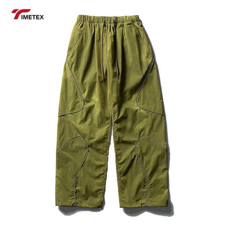 TIMETEX Custom Streetwear Adjustable Wide Leg Baggy Windbreaker Pants Unisex Retro Blank Mens Athletic Nylon Track Pants