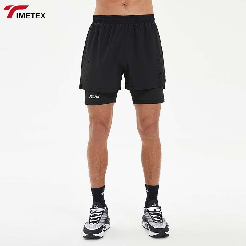 TIMETEX Custom 300 Rams Gym Shorts Double Layer Breathable Quick Dry Phone Pocket Solid Pattern Casual Style Plain Elastic Waist
