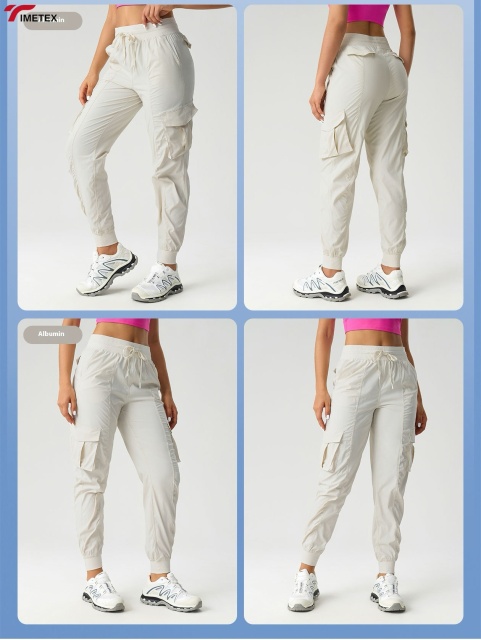 TIMETEX Wholesale Multi-Pocket Pants Gym Casual Women Sports Workout Yoga Fitness Drawstring Loose Joggers Sweatpants