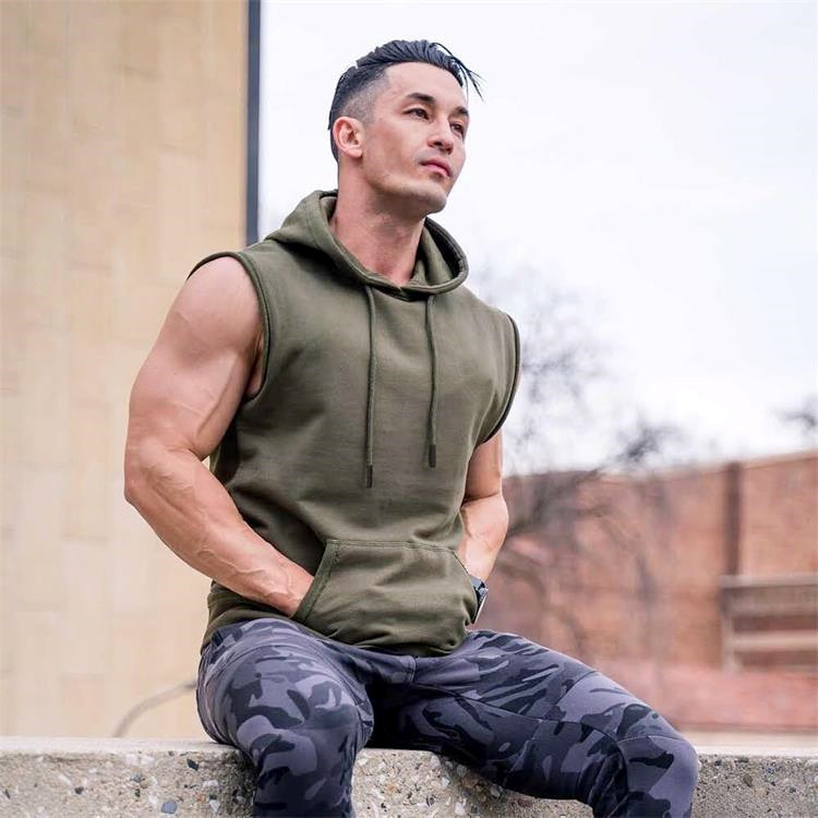 Custom Logo Printed Blank Gym Hoodies Sleeveless Men Plain  Quick Dry Running Workout Tank Tops for Men